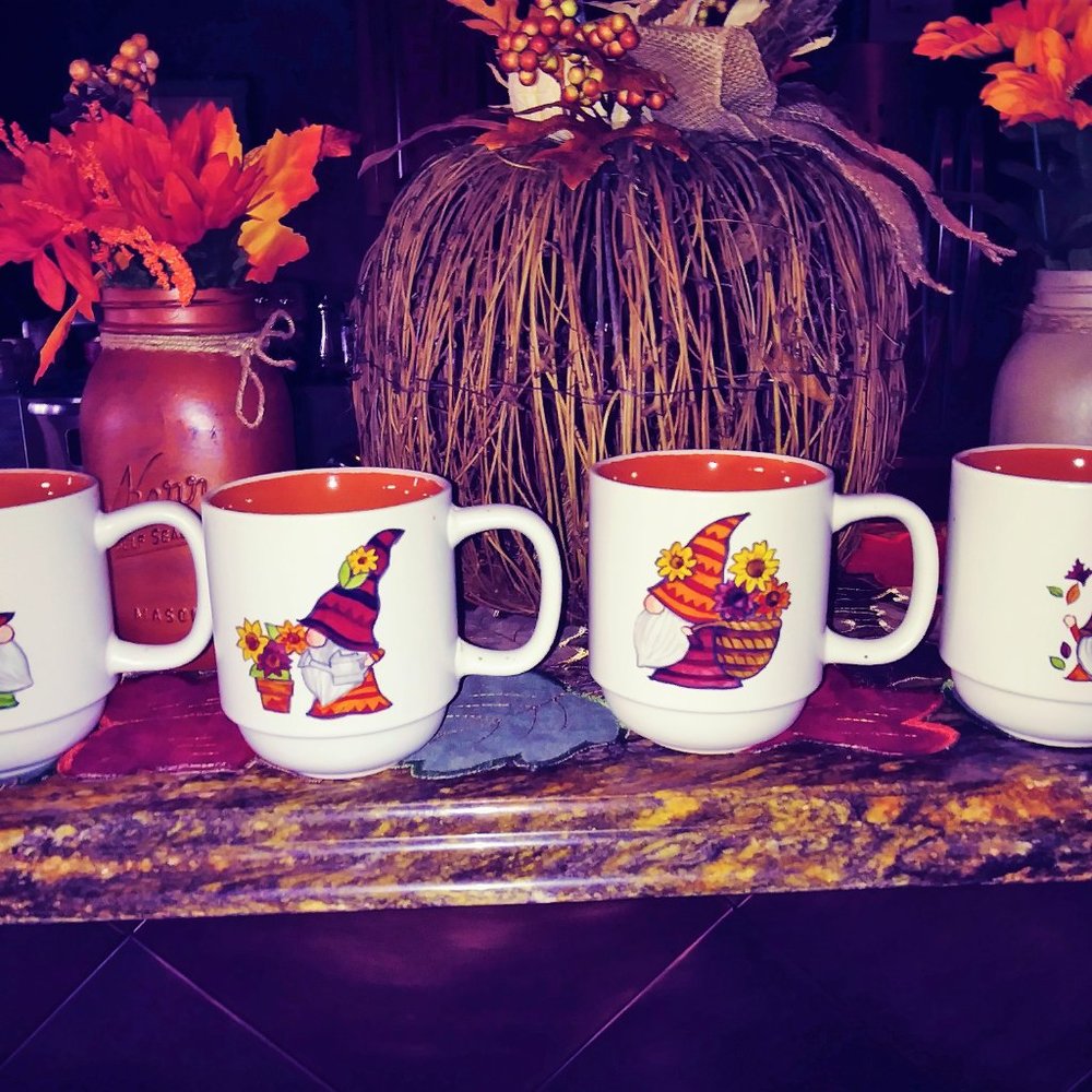 Set of 4 Stackable Gnome Mugs